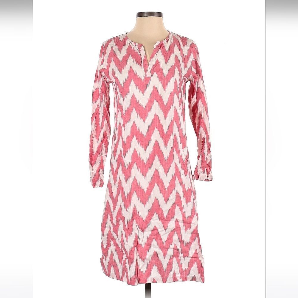 Pine Cone Hill Fine Linens Caftan Beach Cover Nightgown  XSMALL Pink Zig Zag